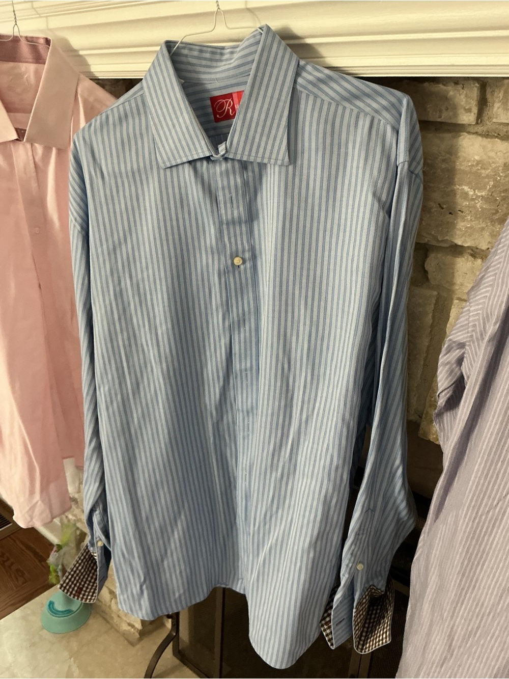 Men's Light Blue Vertical-Striped Dress Shirt